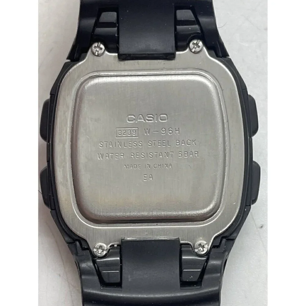 Casio 3239 W-96H Men’s Alarm Chronograph Watch WR 50M Black Resin